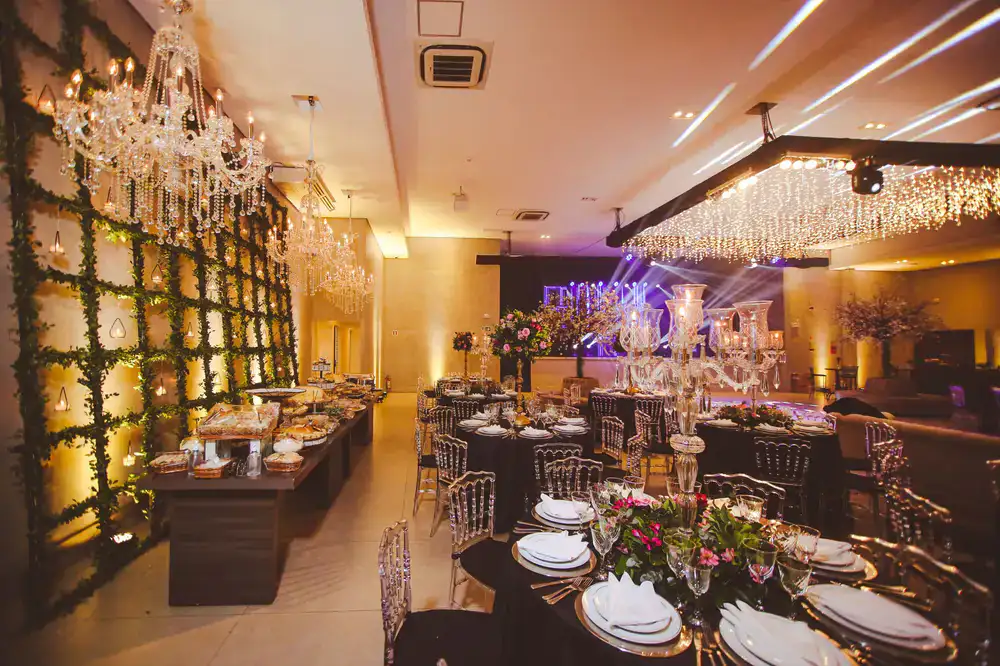 Event catering setup with elegant tableware