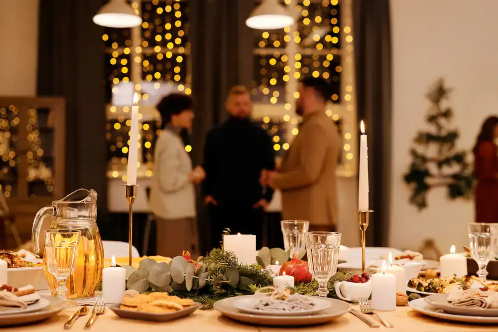 Elegant table setting with seasonal dishes